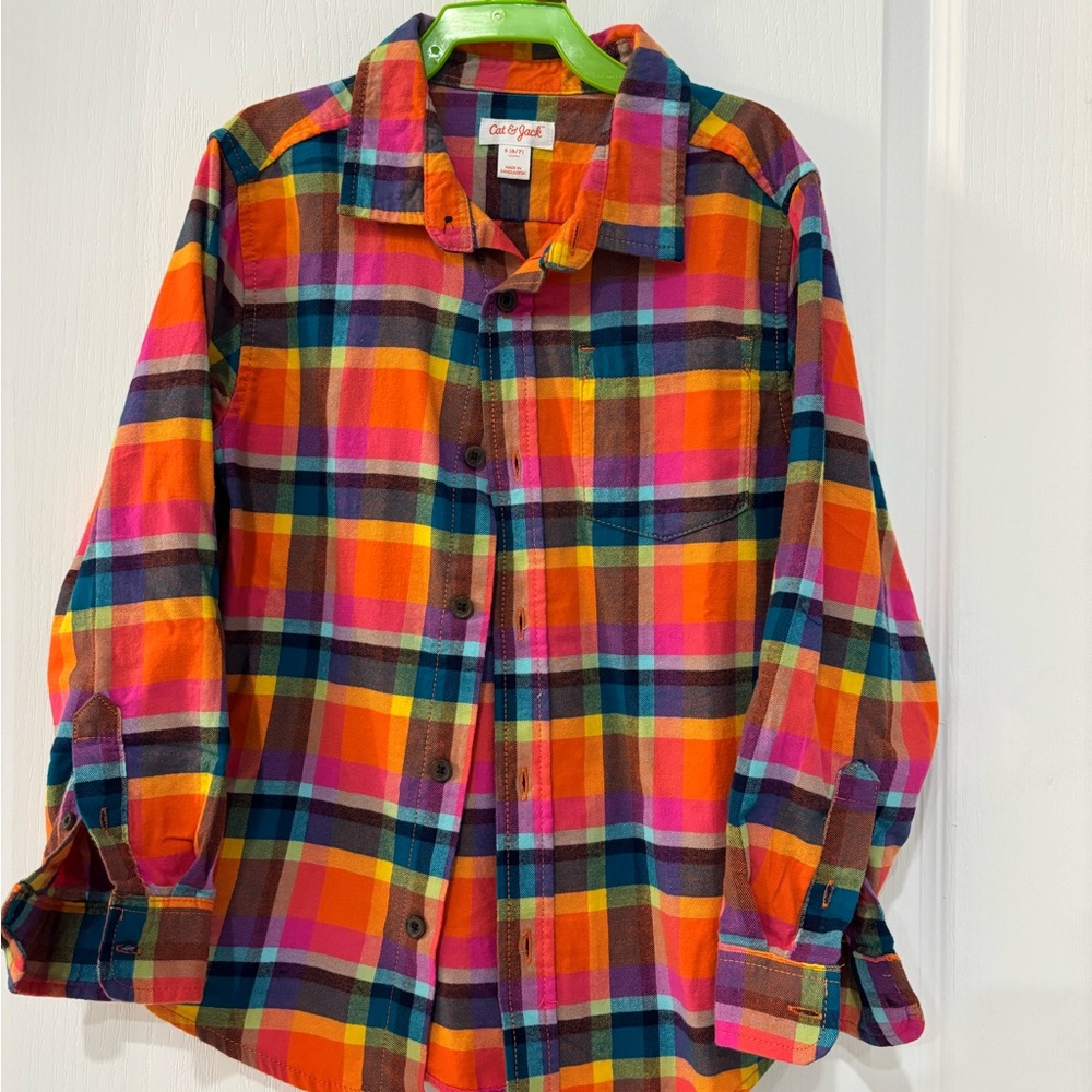 Cat & Jack Kids Plaid Button-Down Shirt Multicolor Size S(6/7)